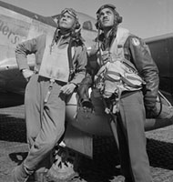 Col. Benjamin O. Davis, Edward C. Gleed at air base at Rametti, Italy, 1945. Source: Library of Congress, Prints and Photographs Division, Toni Frissell Collection, LC-F9-02-4503-330-5